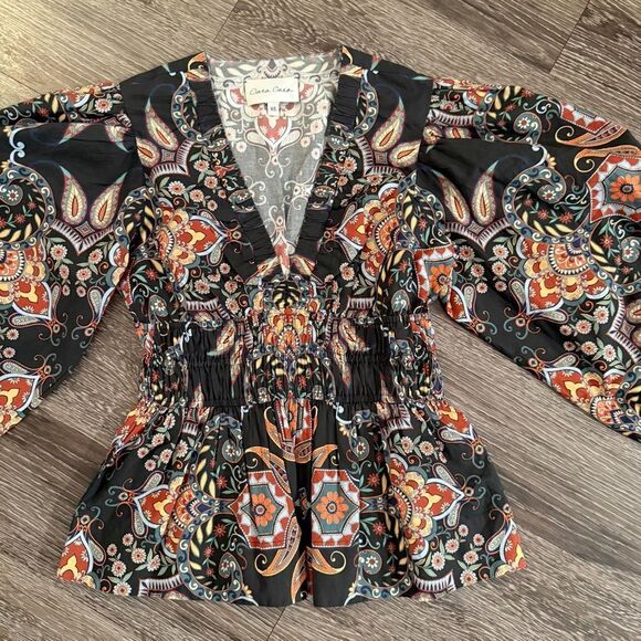 Cara Cara Emmery Cinched-Waist Poplin Peplum Top - Picture 3 of 9